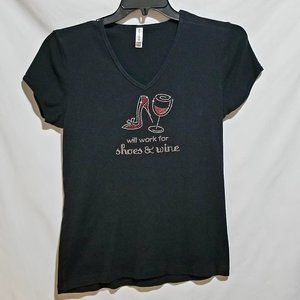 Chris's Stuff Black Embellished SHORT Sleeve Top